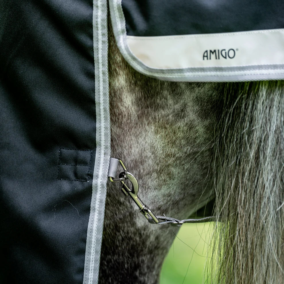 Amigo 1200D XL Turnout RUG 250g - Black w/ Titanium Grey & Silver