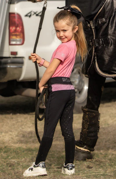 BARE Babes Performance Riding Tights - Grey with Pink Houndstooth