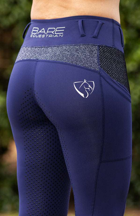 BARE Youth Performance Riding Tights - Oxford Active Navy