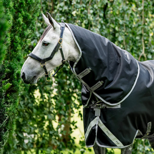 Amigo 1200D XL Turnout NECK RUG 150g - Black w/ Titanium Grey & Silver
