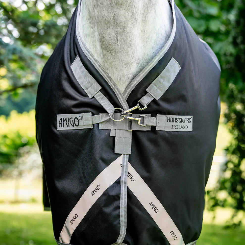 Amigo 1200D XL Turnout RUG 250g - Black w/ Titanium Grey & Silver