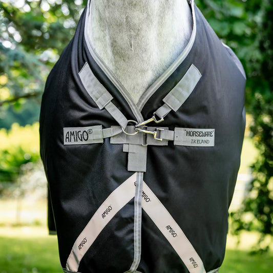 Amigo 1200D XL Turnout RUG 250g - Black w/ Titanium Grey & Silver