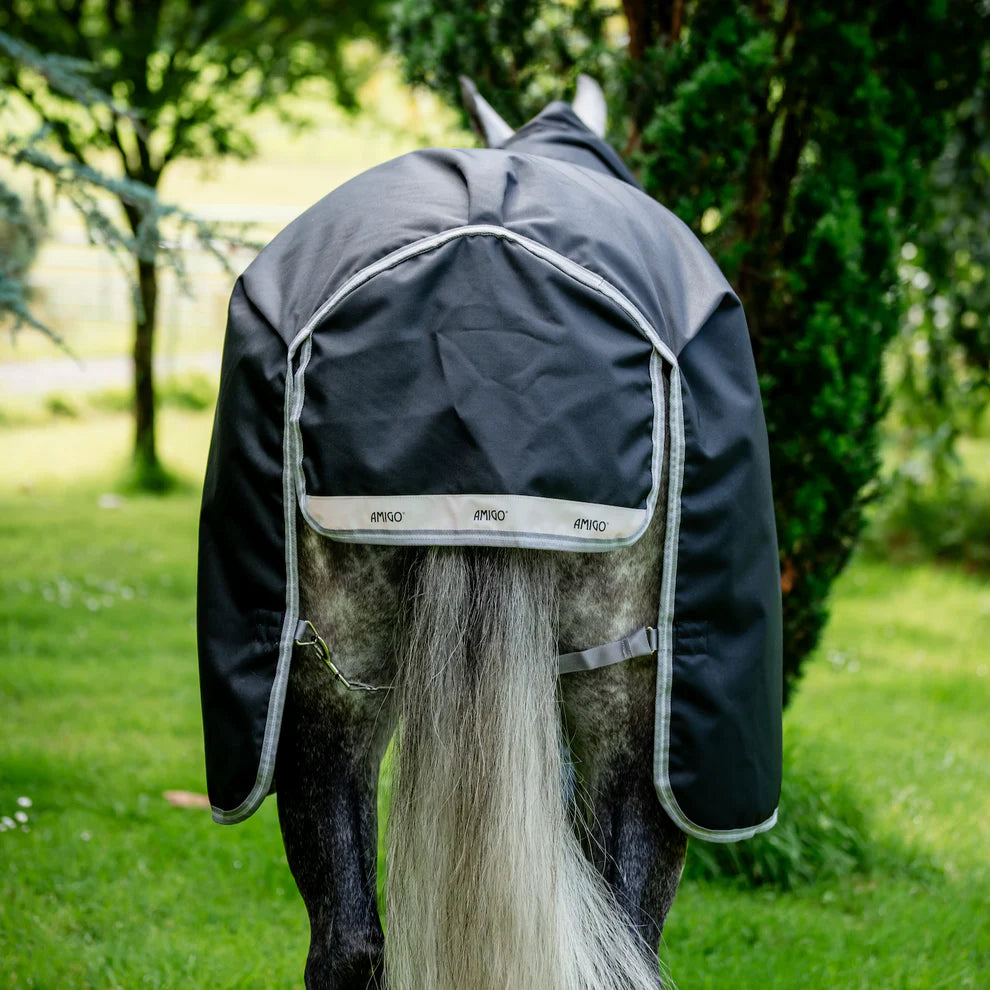 Amigo 1200D XL Turnout RUG 250g - Black w/ Titanium Grey & Silver