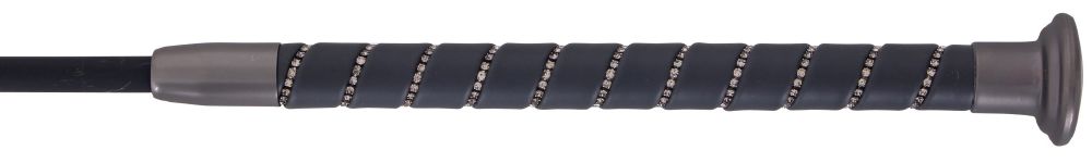 Fleck Silk Touch Dressage Whip Crystal Grip - Graphite