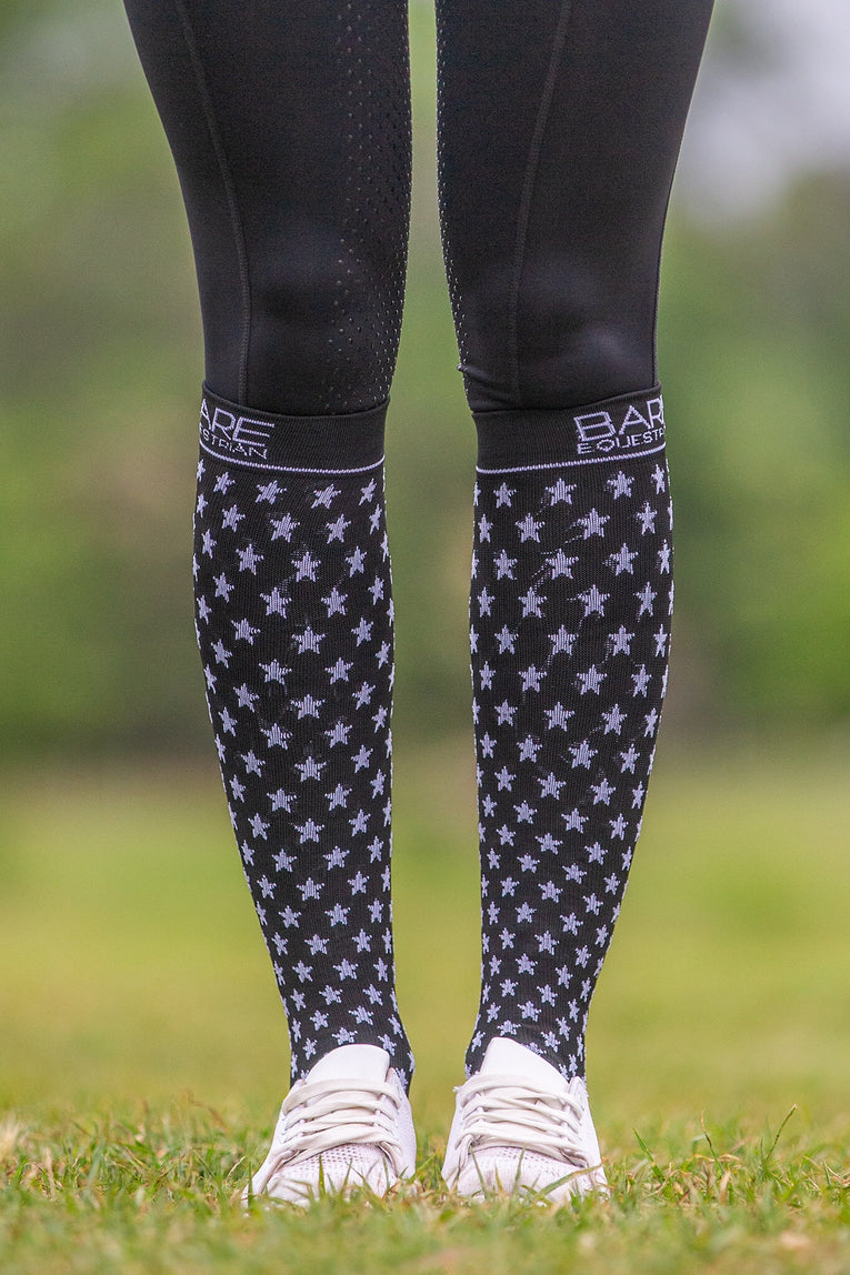 BARE Compression Sock - Star - Black Adults